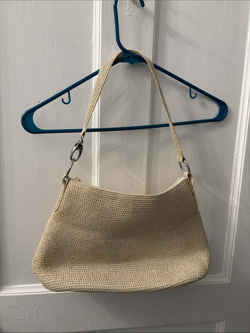 Woven Straw Shoulder Bag in Natural Beige